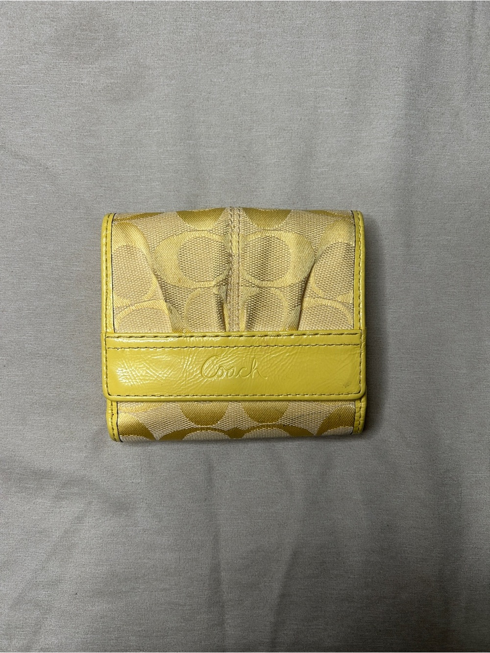 Vintage Coach Signature Yellow Trifold Wallet